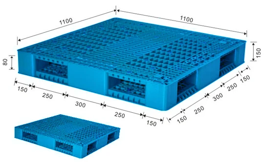 Pallet in plastica monopezzo a doppia faccia a griglia