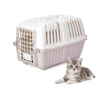Scatola di trasporto di animali domestici di plastica con porte in metallo