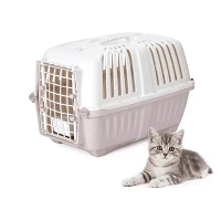 Scatola di trasporto di animali domestici di plastica con porte in metallo